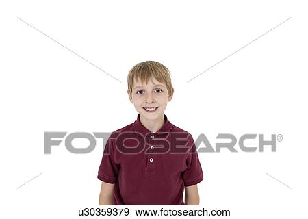 Stock Photo - Cutout portrait of pre-teen boy over white background. Fotosearch