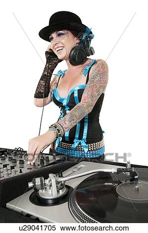 Happy tattooed DJ over white background View Large Photo Image Stock Photography - Happy tattooed DJ over white background. Fotosearch