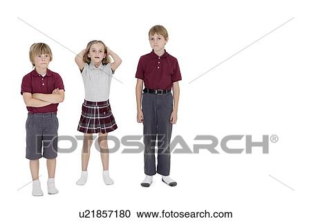 Portrait of school friends standing together over white background View Large Photo Image Stock Image - Portrait of school friends standing together over white background. Fotosearch