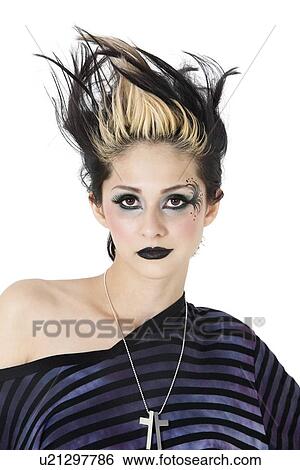 Portrait of young gothic woman over white background View Large Photo Image Stock Photograph - Portrait of young gothic woman over white background. Fotosearch