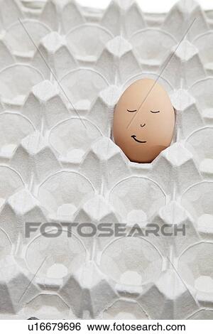 Funny face drawn on brown egg in empty carton View Large Photo Image Stock Photograph - Funny face drawn on brown egg in empty carton. Fotosearch