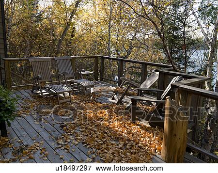 Adirondack chairs on the terrace, Lake of the Woods, Ontario, Canada View Large Photo Image Stock Photo - Adirondack chairs on the terrace, Lake of the Woods, Ontario, Canada. Fotosearch