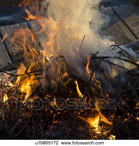 Stock Image - Campfire, Lake of the Woods, Ontario, Canada. Fotosearch