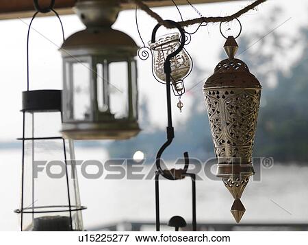 Stock Photo - Close-up of lanterns, Lake of the Woods, Ontario, Canada. Fotosearch