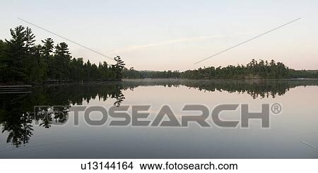 Reflection of trees in water, Lake of the Woods, Ontario, Canada View Large Photo Image Picture - Reflection of trees in water, Lake of the Woods, Ontario, Canada. Fotosearch