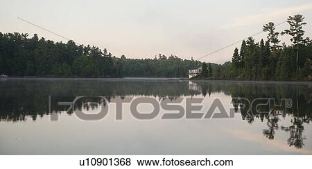 Reflection of trees in water, Lake of the Woods, Ontario, Canada View Large Photo Image Stock Photo - Reflection of trees in water, Lake of the Woods, Ontario, Canada. Fotosearch