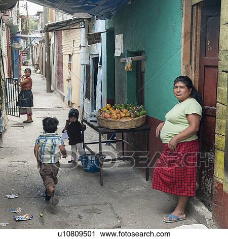 Stock Image - Scene from a slum area, Colonia Landivar, Guatemala City, Guatemala. Fotosearch