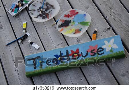 Signboard of a tree house on a wooden floor, Lake of the Woods, Ontario, Canada View Large Photo Image Stock Photo - Signboard of a tree house on a wooden floor, Lake of the Woods, Ontario, Canada. Fotosearch