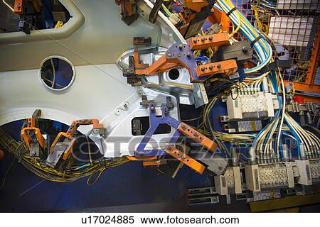 Car Parts On Welding Jig In Car Factory Stock Photography