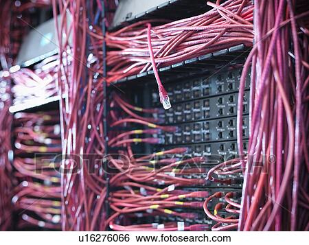 Close up of cables in server room View Large Photo Image Stock Photograph - Close up of cables in server room. Fotosearch