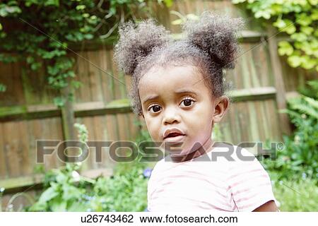 Stock Image - Close up of girls curious face. Fotosearch