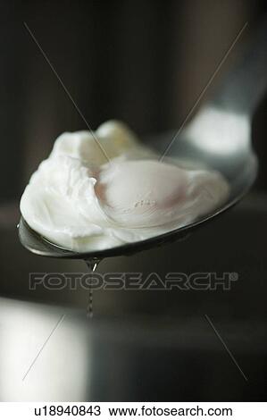 Close up of poached egg on spoon View Large Photo Image Stock Image - Close up of poached egg on spoon. Fotosearch