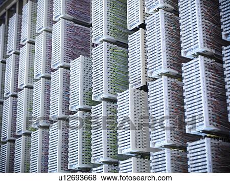 Stock Photo - Close up of wires in telephone exchange. Fotosearch