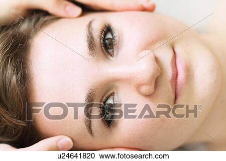 Close up of woman having scalp massage View Large Photo Image Stock Image - Close up of woman having scalp massage. Fotosearch