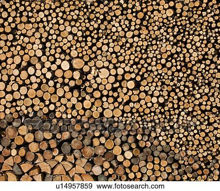 Stock Photo - Detail view of stack of logs. Fotosearch