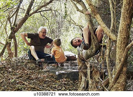 Father and his sons playing in the forest View Large Photo Image Stock Image - Father and his sons playing in the forest. Fotosearch