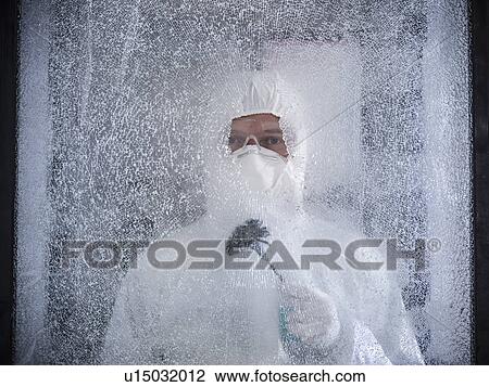 Forensic scientist at shattered window View Large Photo Image Stock Image - Forensic scientist at shattered window. Fotosearch