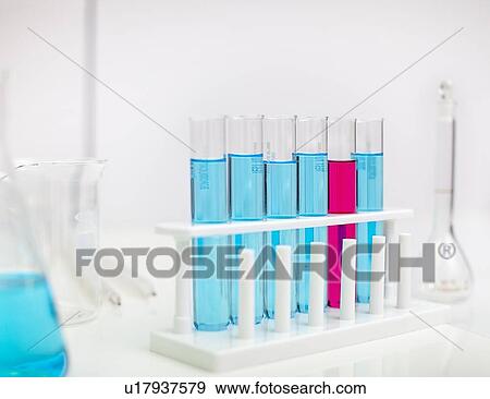 Stock Photo - Rack of test tubes in lab. Fotosearch