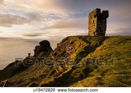 Stone ruins on rocky coastal cliffs View Large Photo Image Stock Photo - Stone ruins on rocky coastal cliffs. Fotosearch