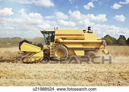 Thresher working in crop field View Large Photo Image Picture - Thresher working in crop field. Fotosearch