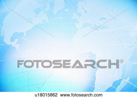 Stock Image - Blue world map, studio shot. Fotosearch