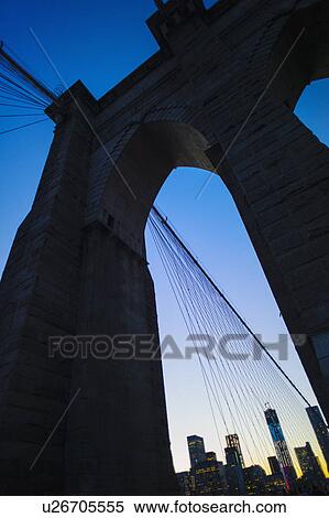 Brooklyn bridge at dusk View Large Photo Image Stock Photography - Brooklyn bridge at dusk. Fotosearch