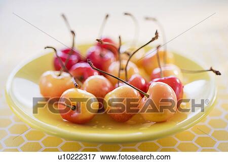Stock Photo - Cherries on plate. Fotosearch