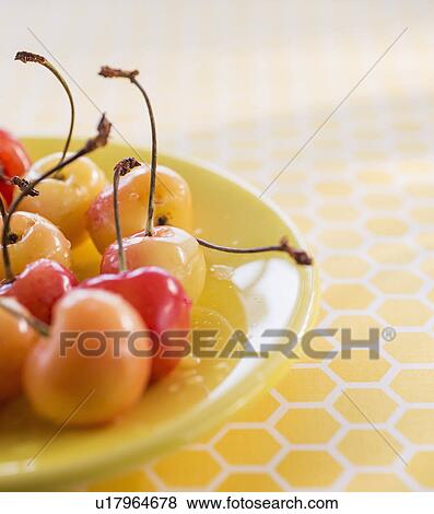 Stock Photo - Cherries on plate. Fotosearch