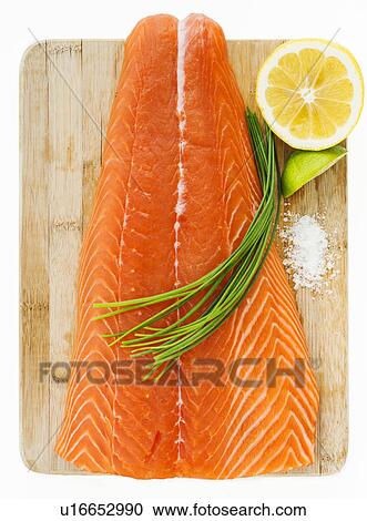 Close up of raw salmon meat, studio shot View Large Photo Image Stock Image - Close up of raw salmon meat, studio shot. Fotosearch