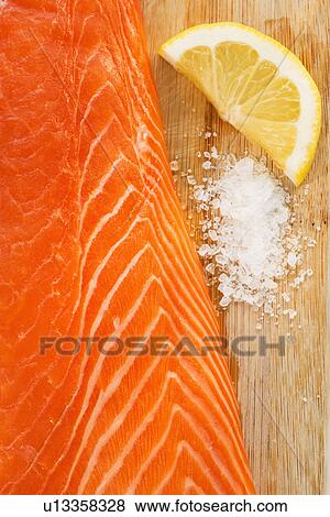 Close up of raw salmon meat, studio shot View Large Photo Image Stock Photo - Close up of raw salmon meat, studio shot. Fotosearch