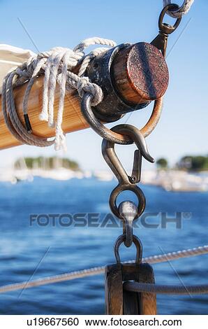 Close-up shot of yacht boom View Large Photo Image Stock Image - Close-up shot of yacht boom. Fotosearch
