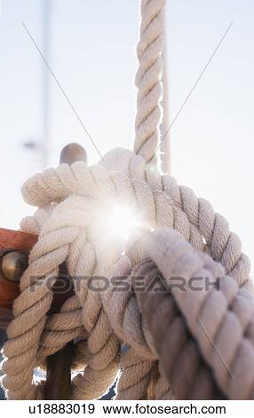 Close-up view of ropes on yacht deck View Large Photo Image Stock Photo - Close-up view of ropes on yacht deck. Fotosearch