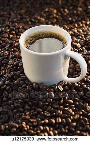 Stock Photo - Coffee and coffee beans, studio shot. Fotosearch