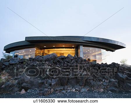 Exterior of modern residential house View Large Photo Image Stock Image - Exterior of modern residential house. Fotosearch