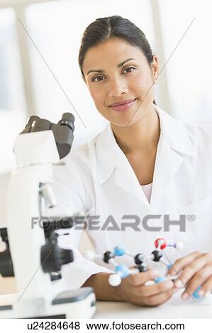 Stock Photo - Female scientist, portrait. Fotosearch