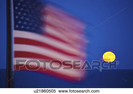 Flag and rising moon over Lake Michigan View Large Photo Image Stock Photography - Flag and rising moon over Lake Michigan. Fotosearch