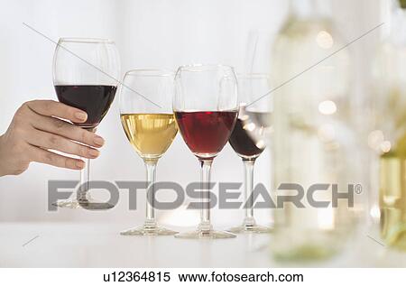 Glasses with red, rose and white wine View Large Photo Image Stock Photography - Glasses with red, rose and white wine. Fotosearch