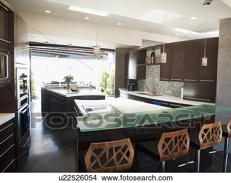 Picture - Interior of modern domestic kitchen. Fotosearch