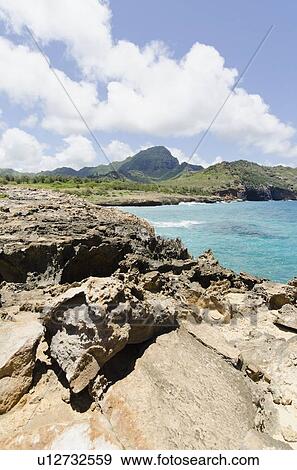 Stock Photo - Maha'ulepu Beach, Rocky coast. Fotosearch