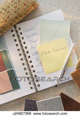 Stock Photo - Notebook and color samples. Fotosearch