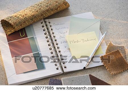 Stock Photography - Notebook and color samples. Fotosearch