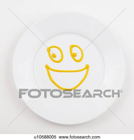 Plate with smiley face made of mustard View Large Photo Image Stock Photography - Plate with smiley face made of mustard. Fotosearch