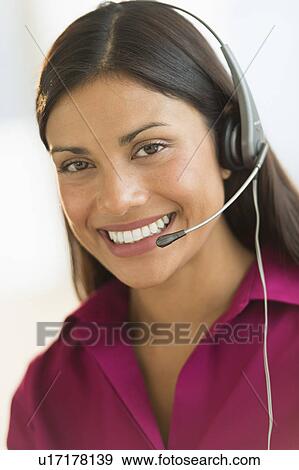 Portrait of female telephone worker View Large Photo Image Stock Photo - Portrait of female telephone worker. Fotosearch