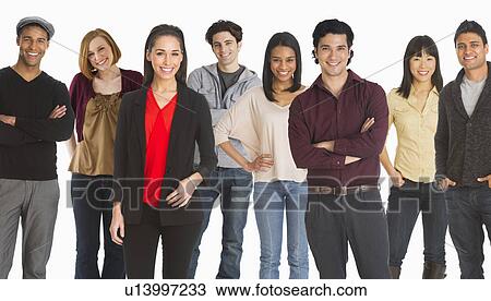 Stock Image - Portrait of group of people, studio shot. Fotosearch