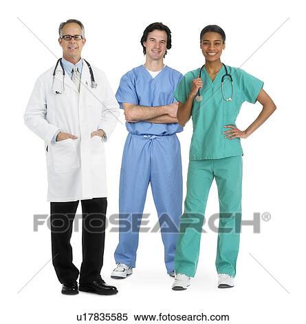 Stock Photography - Portrait of team of healthcare workers, studio shot. Fotosearch
