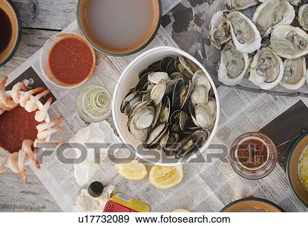 Stock Photo - Raw oysters. Fotosearch