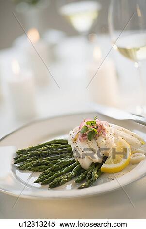 Stock Photography - Seafood on plate in restaurant. Fotosearch