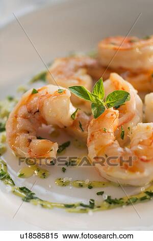 Stock Photography - Seafood on plate in restaurant. Fotosearch