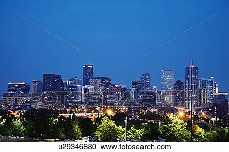 Stock Image - skyline at night. Fotosearch