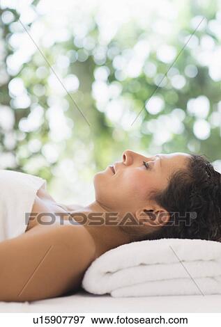 Woman relaxing in spa View Large Photo Image Stock Photo - Woman relaxing in spa. Fotosearch